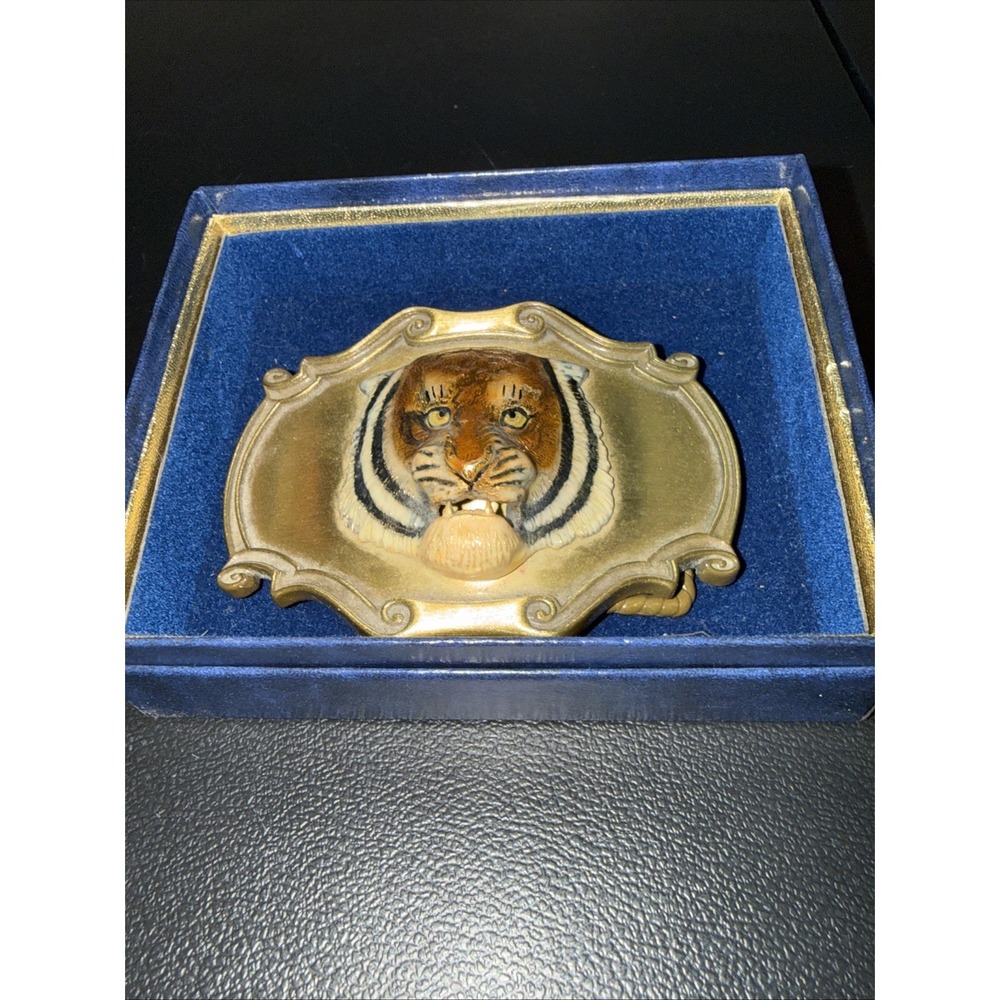 Vintage 1980 Raintree Tiger Head Belt Buckle